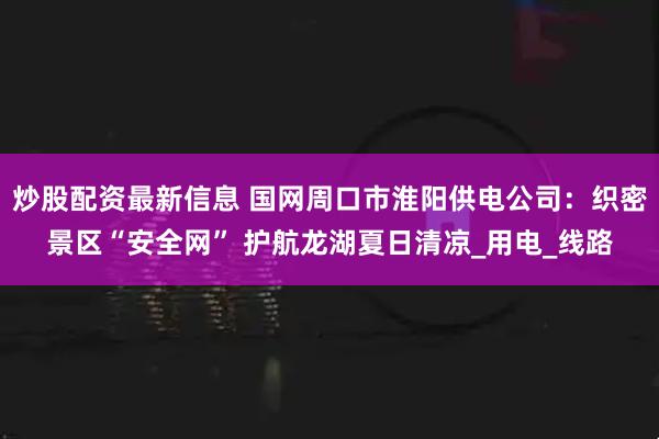 炒股配资最新信息 国网周口市淮阳供电公司：织密景区“安全网” 护航龙湖夏日清凉_用电_线路